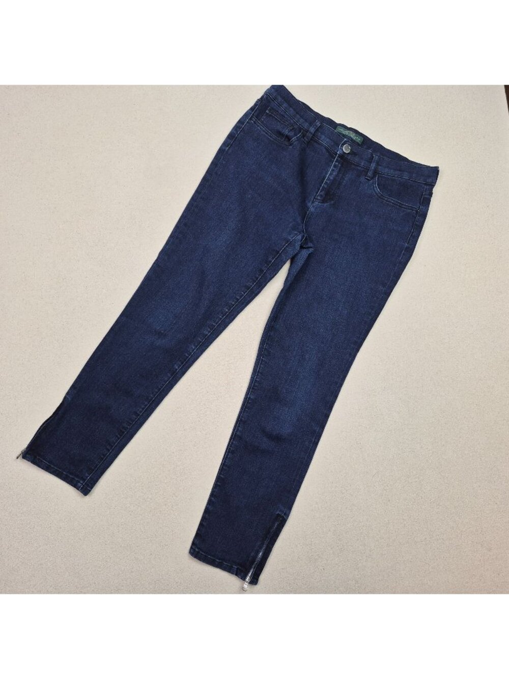 LRL Lauren Jeans Co Womens Classic Straight Leg Ankle Zip Blue Jeans Sz 10 32/27